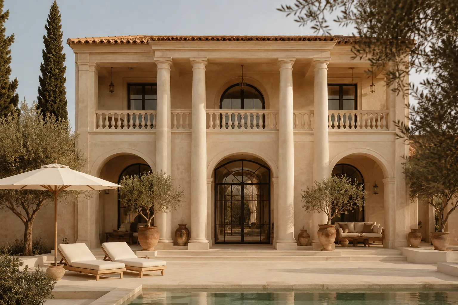 Luxury Mediterranean villa with arched courtyard and pool — Colonnade Google Ads for property businesses